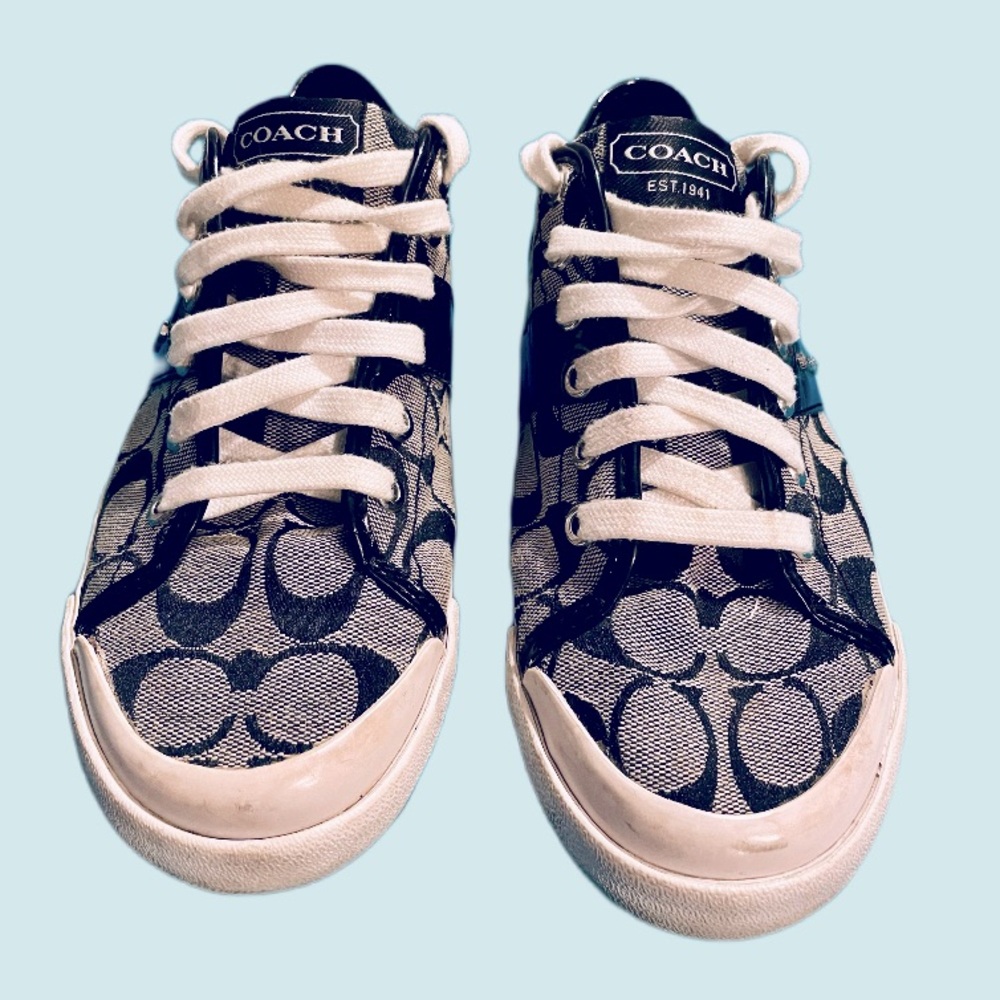 Size 8 Black & White Coach Canvas Shoes